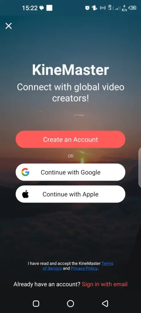How to sign up in kinemaster mod apk