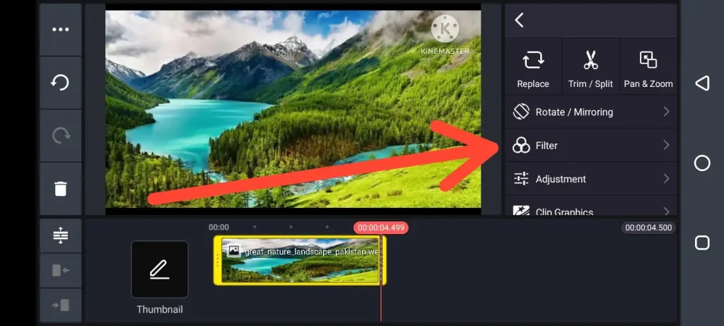 how to apply filters in kinemaster?